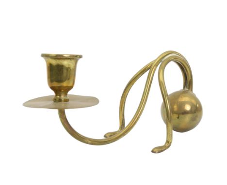 Arts & Crafts brass counterweight candlestick, In the manner of W.A.S. Benson, unmarked, L25cm