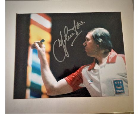 John Lowe 12x10 colour signed photo mounted shown in action playing for England. John Lowe (born 21 July 1945) is a former Wo