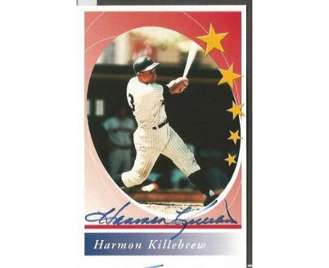 Harmon Killebrew signed cigarette card. Baseball player first baseman played in the MLB between 1959-1975. Good Condition. Al