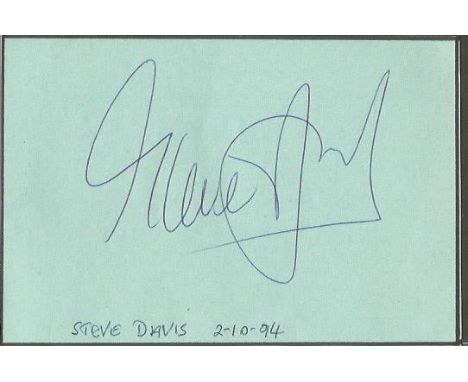 Steve Davis signed album page 5x4. English snooker player 6 time world champion nickname the nugget or the Romford robot. Goo