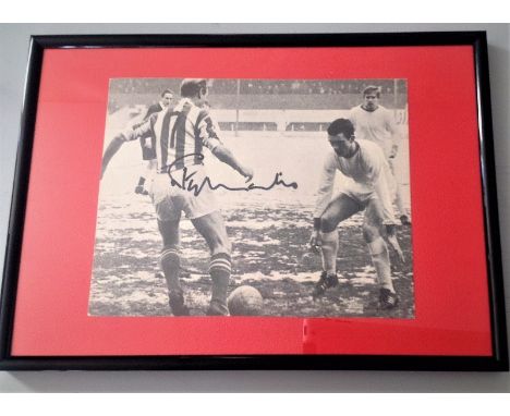 Stanley Mathews 12x8 framed b/w signed photo. Playing for Stoke City near the end of his career. Sir Stanley Matthews, CBE (1