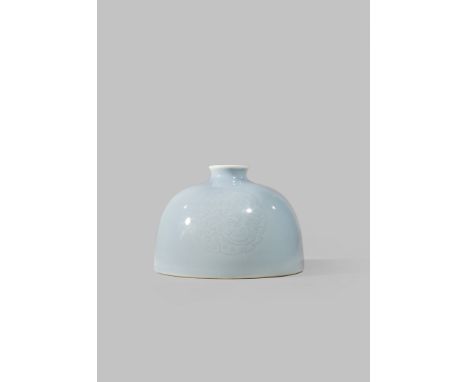 A CHINESE CLAIR-DE-LUNE GLAZED ANHUA 'BEEHIVE' WATER POT, TAI BAI ZUN 19TH CENTURY The body rising to a waisted neck decorate