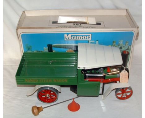 MAMOD SW1 Green Live Steam Wagon complete with Instructions, vapourising spirit lamp, filler funnel and detachable steering e