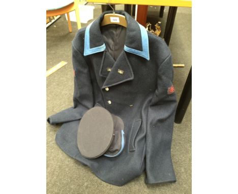 A late issue BR Blue Jacket with Light Blue Lapels and BR Double Arrow Logos to a Lapel and Sleeve. 2 x BR Caps. All appear u