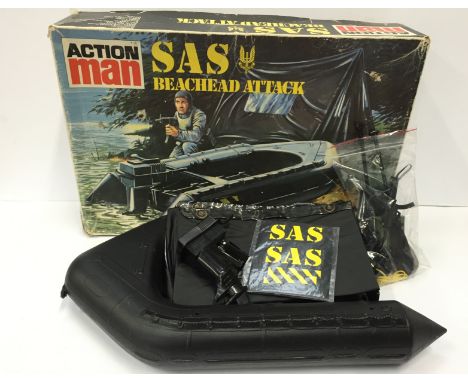 Palitoy Action Man SAS Beachhead Attack, comprising Gemini Assault Craft, Outboard Motor, Survival Tent, Rifle with Sight, Li