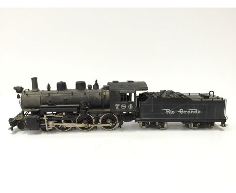 PFM/Adachi HO Brass custom painted D&RGW 4-6-0 and 4 axle Tender. Would benefit from light clean and Tender rear bogie needs 