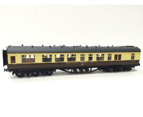 Lawrence Scale Models Brass Kit Built GWR Chocolate and Cream 6 axle VIP Special Saloon Car no 9002 with Passengers. Built by