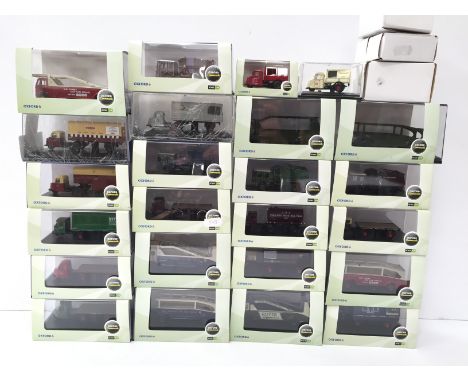 Quantity of Oxford Commercials 1/76 scale track-side diecast models, includes GWR Mechanical Horse Van Trailer and 7 x Car Tr