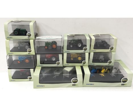 12 x Oxford Commercials 1/76 scale track-side diecast agricultural models. M and boxed.
