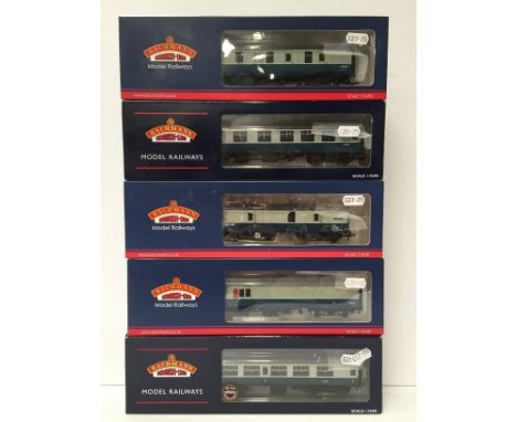 BACHMANN 5 x BR Blue/Grey Coaches and Vans - Mk1 nos 39-175C Full Btrake, 39-225B Brake/Corridor Composite, 39/274 I/C Motora