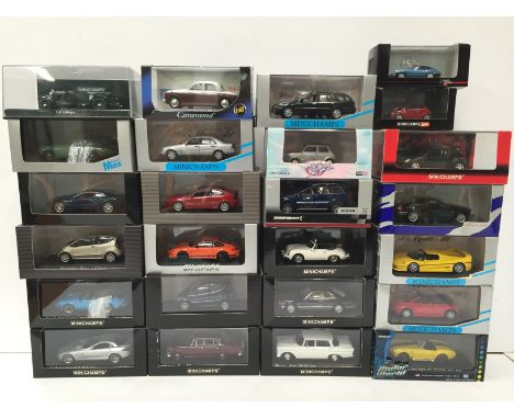 Quantity of Minichamps and other diecast cars, mostly 1/43 scale. Appear VG-M and boxed. (25)