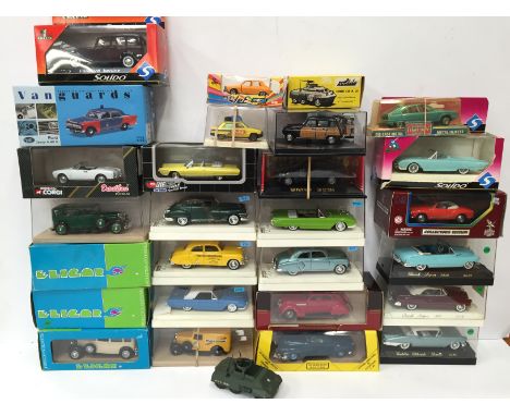 Selection of Eligor, Vitesse, Solido and other diecast cars, includes Solido Combat-Car M20. Overall appear VG and boxed. (27