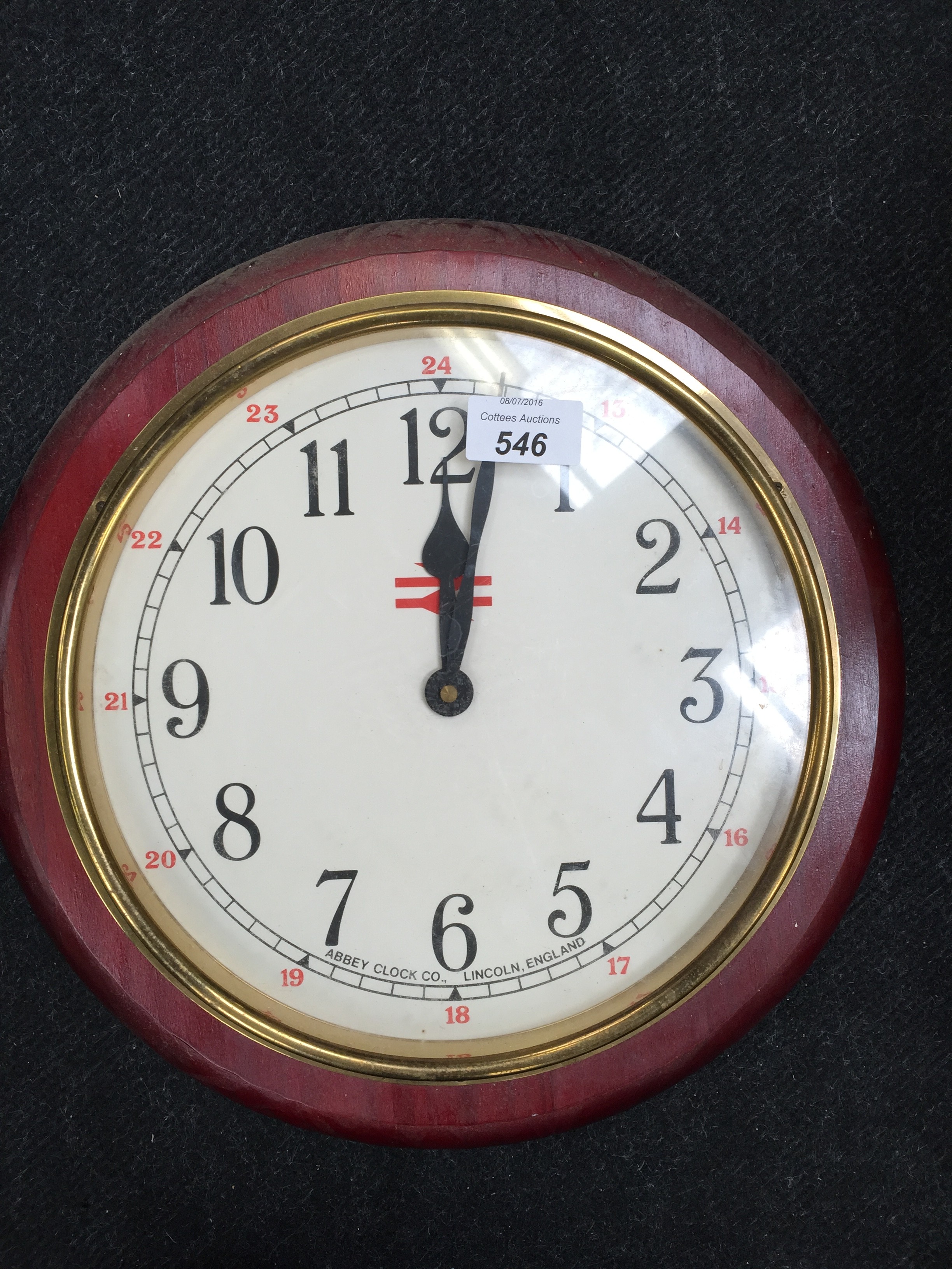 A late original BRITISH Railways 13 in diameter battery operated Clock