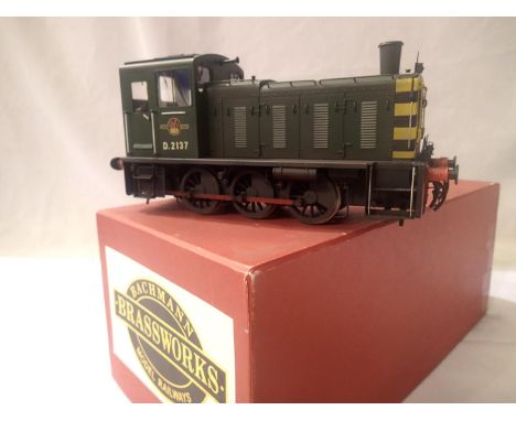 Gauge 1 Bachmann brassworks, class 03 diesel, green D2137 Late Crest, with light weathering. In excellent condition, box with