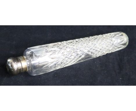 A late Victorian silver topped cut glass scent flask by E.J.C., Birmingham, 1891