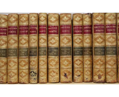 British Poets, American library edition, fifty four vols, ¾ leather with marbled boards, Boston, James R. Osgood, 1877 (bindi