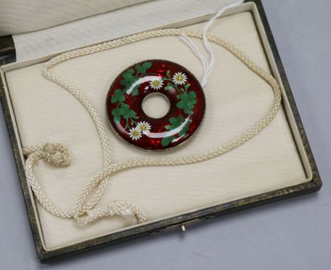 A Japanese silver and cloisonne enamel belt buckle