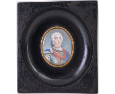 Continental School, 18th - 19th Century  Miniature portrait of a Nobleman Gouache on Board  Sight Size: 1 5/8 x 1 3/8 in. Ove