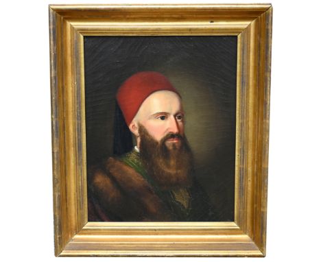 Otto Eberlein (German, 1827 - 1896) Portrait of a Ottoman Pasha Signed and  dated (1851) verso. Oil on Canvas. Sight Size: 15