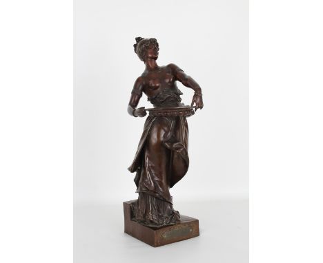 Marcel Debut (French, 1865-1933) "La  Favorite" Bronze. Signed on base.  Dimensions: 19.5 x 7 x 9.5 in. Approx. Weight: 20 lb