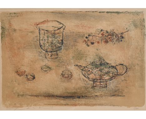 Wou-Ki Zao (1921 - 2013) "La Theiere" Pencil Signed Lithograph. Pencil signed and numbered (69/200) in lower margin. Image Si