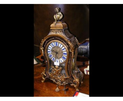 An antique French tortoiseshell and Boulle work mantel clock - 50cms highCONDITION REPORTWe have attached a number of additio