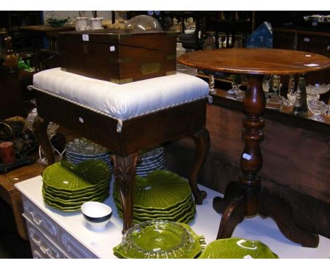 A Victorian walnut tripod table together with a mahogany commode