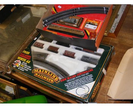A Mainline Railways boxed goods trainset, together with other model train items