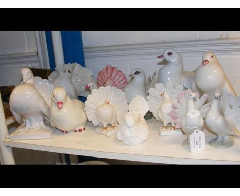 Assorted ceramic figures of doves