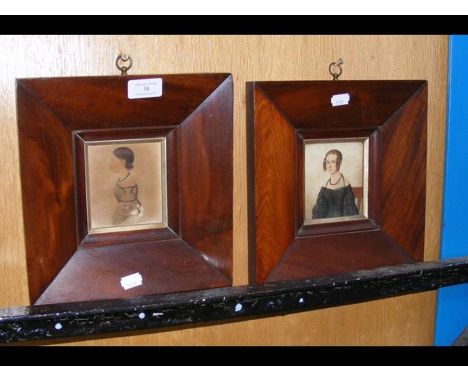A miniature portrait of seated lady and one other 