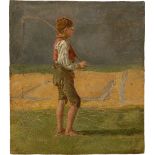 Franz von Lenbach. „Bauernjunge mit Angel über der rechten Schulter“. (Nach) 1857