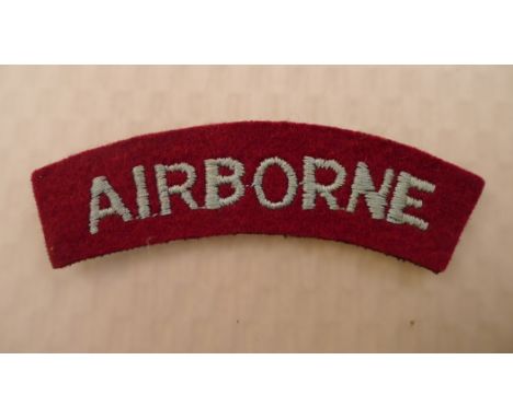 WW2 An original British Airborne Forces embroidered cloth Airborne shoulder title. This original WW2 embroidered cloth Airbor