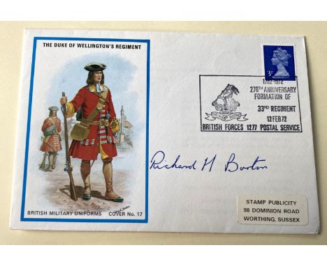 WW2 Victoria Cross winner Richard Burton VC signed 1972 Duke of Wellingtons Regiment British Military Uniforms cover. 1944 Bu
