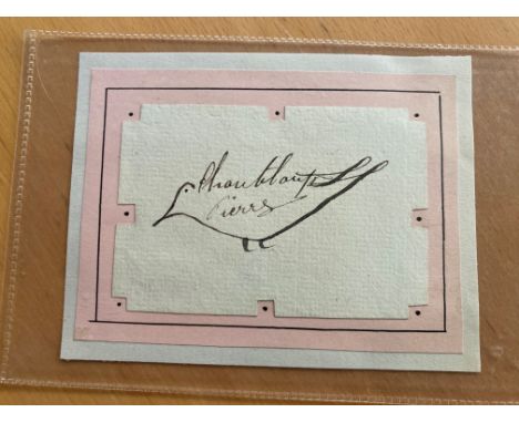 Pioneer French Aviator Pilot Pierre Chanteloup signed piece approx 3 x 2 inches BORN 1890 DIED 1976. 1913 Flew Cauldron Gnome