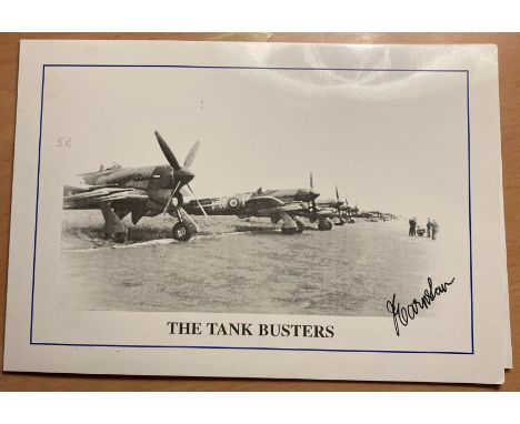 WW2 Typhoon pilots multiple Signed Card. The Tank Busters of 609 Squadron. Signed by 4 WW2 Co's 15 WW2 pilots Squadron Medica