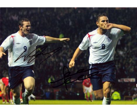 Wayne Rooney and Frank Lampard signed 10x8 inch colour photo pictured while playing for England. Good condition. All autograp