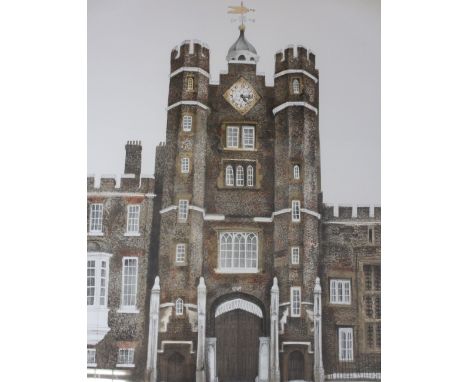 DAVID GENTLEMAN limited edition (187/195) coloured lithograph - depicting St James' Palace, signed and numbered in pencil to 