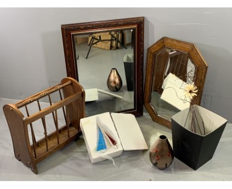 VINTAGE &amp; LATER OCCASIONAL FURNITURE and household goods to include two wall mirrors, shaped magazine rack, leather waste