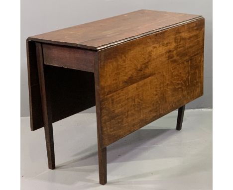 VINTAGE OAK TWIN FLAP DINING TABLE on tapering supports, 72cms H, 105cms W, 46cms D (closed), 140cms (fully open)