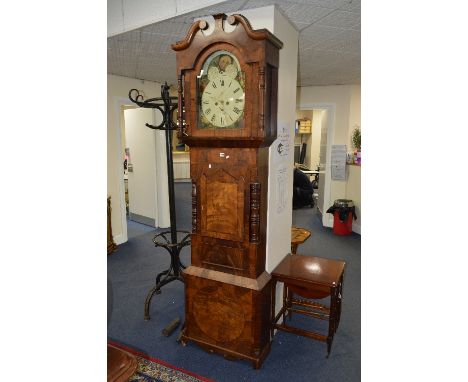 A VICTORIAN MAHOGANY AND INLAID LONGCASE CLOCK, 8 day movement, subsidiary date and seconds dials, Roman numerals, arched dia