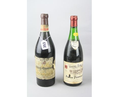 TWO BOTTLES OF OLD BURGUNDY CLARET, 1 x Gevrey-Chambertin Burgundy, shipped by Paten-Bays Group probably in the early 1950's,