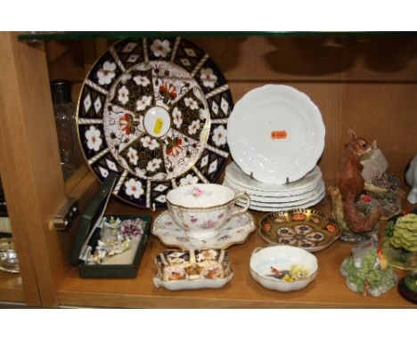 A GROUP OF ROYAL CROWN DERBY CERAMICS, to include hunting scene trinket dish, '1128' gold banded seconds trinket dish, '2451'