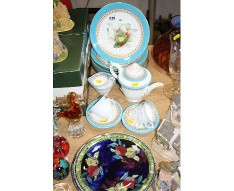 EIGHT ROYAL WORCESTER FLORALLY PAINTED DESSERT PLATES, diameters approximately 23cm, a Royal China Works Worcester part tease