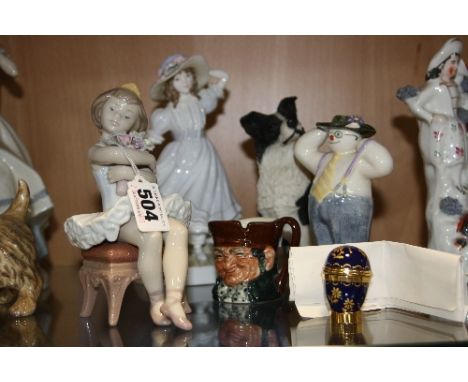 A GROUP OF ORNAMENTS, to include Lladro figure seated young ballerina, Royal Worcester limited edition figure 'Grandma's Bonn