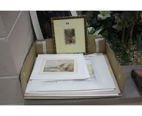 A COLLECTION OF MOSTLY UNFRAMED WATERCOLOURS AND PASTELS, late 19th century and 20th century, including a small sepia toned s