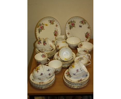 ROYAL WORCESTER 'ROANOKE' TEAWARES, to include two cake plates, two milk jugs, two sugar bowls, twelve cups, twelve saucers a