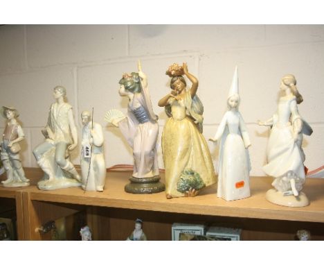 SEVEN LLADRO FIGURES, (mostly af) to include 'Saint Joseph Nativity III, 'Cinderella' No 4828 (broken fingers and arm), 'Fair