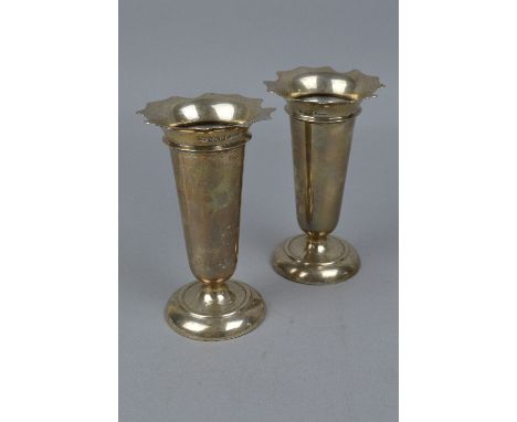 A PAIR OF SILVER VASES, Birmingham 1912