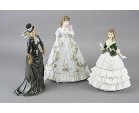 THREE FIGURINES, to include a Goebel 'Equestrian 1876', Royal Worcester 'Debutante' and 'Queen of Hearts' limited edition 112