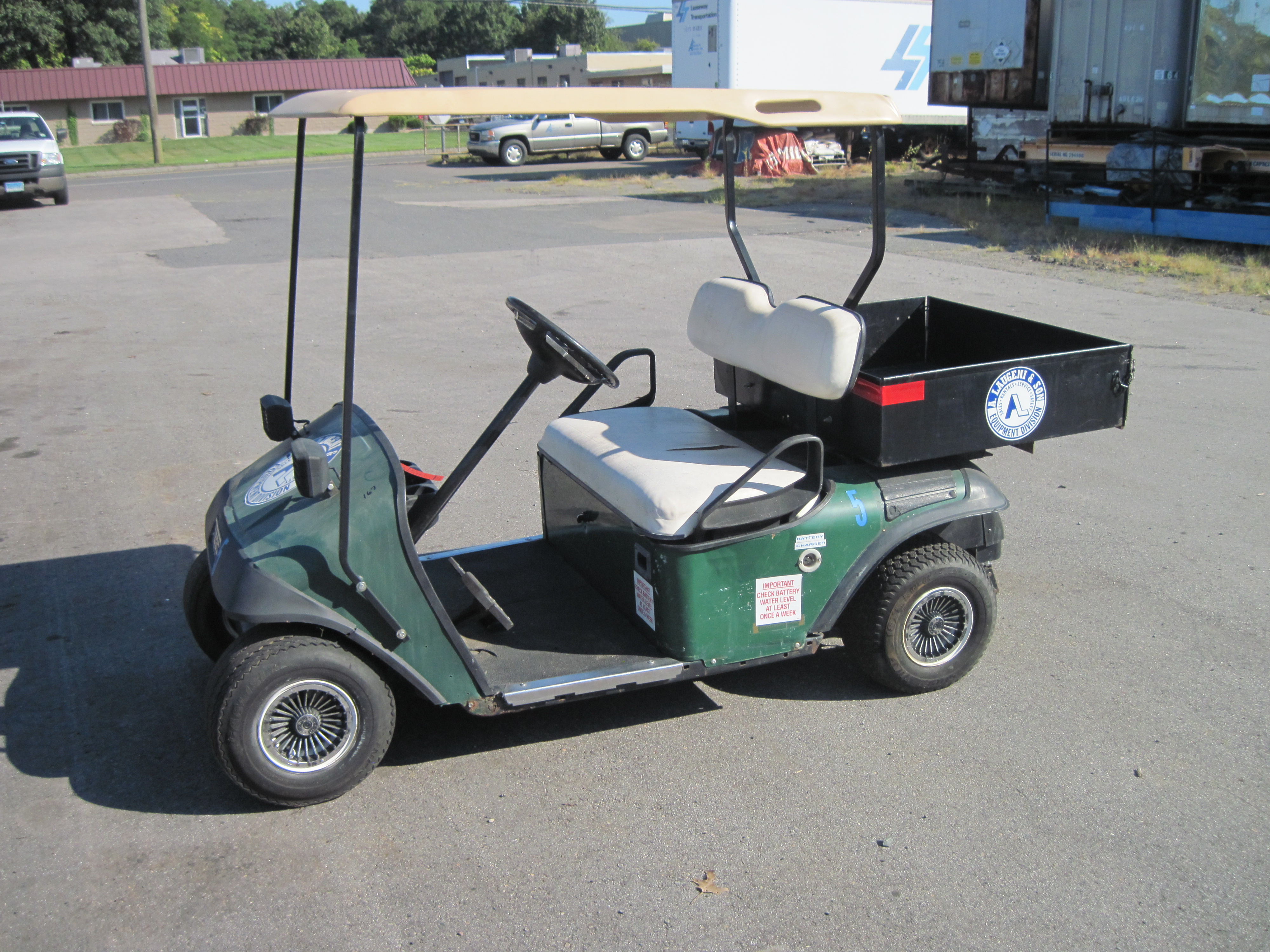 EZGO Textron electric utility golf cart, utility bed, cover, S/N